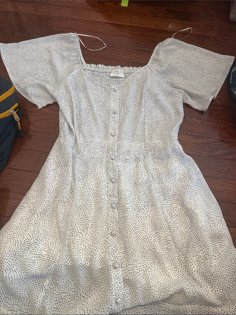 Sienna Sky Cream Midi Dress with Black Dot Print
